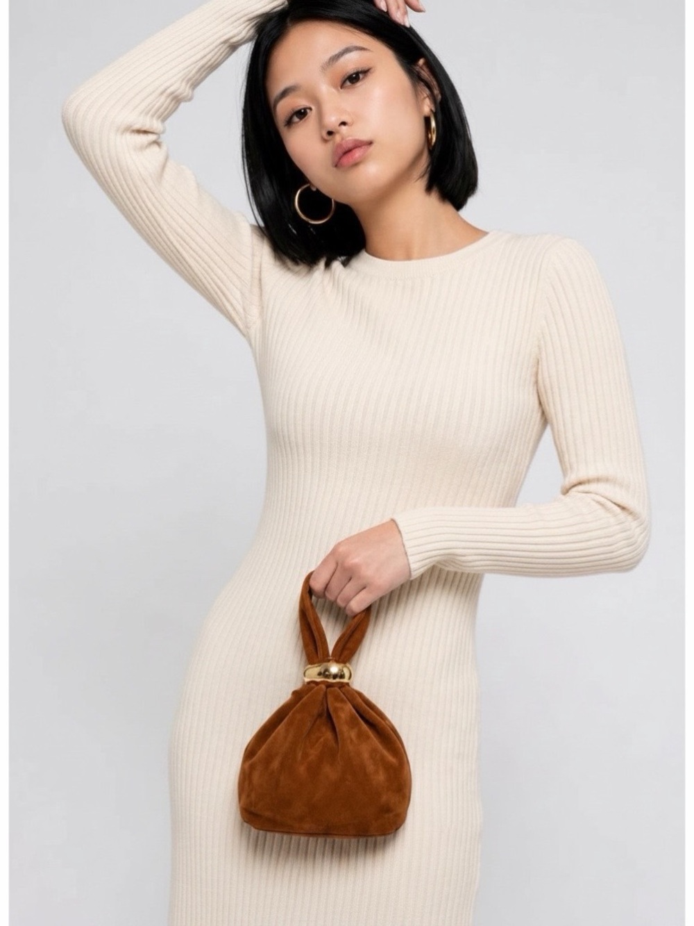 CHEVAL FIRENZE Genuine Suede Wristlet Dumpling Bag